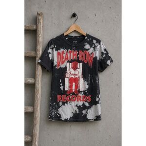 Death Row Record Electric Chair Bleach Wash Graphic Tee Tie Dye Grunge Punk Sz S